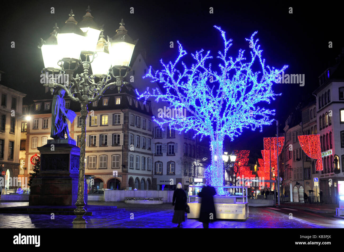 Frankreich, Bas Rhin, Straßburg, Altstadt Unesco Weltkulturerbe, das Blue Tree der Handwerker von Straßburg Ort Gutenberg Stockfoto