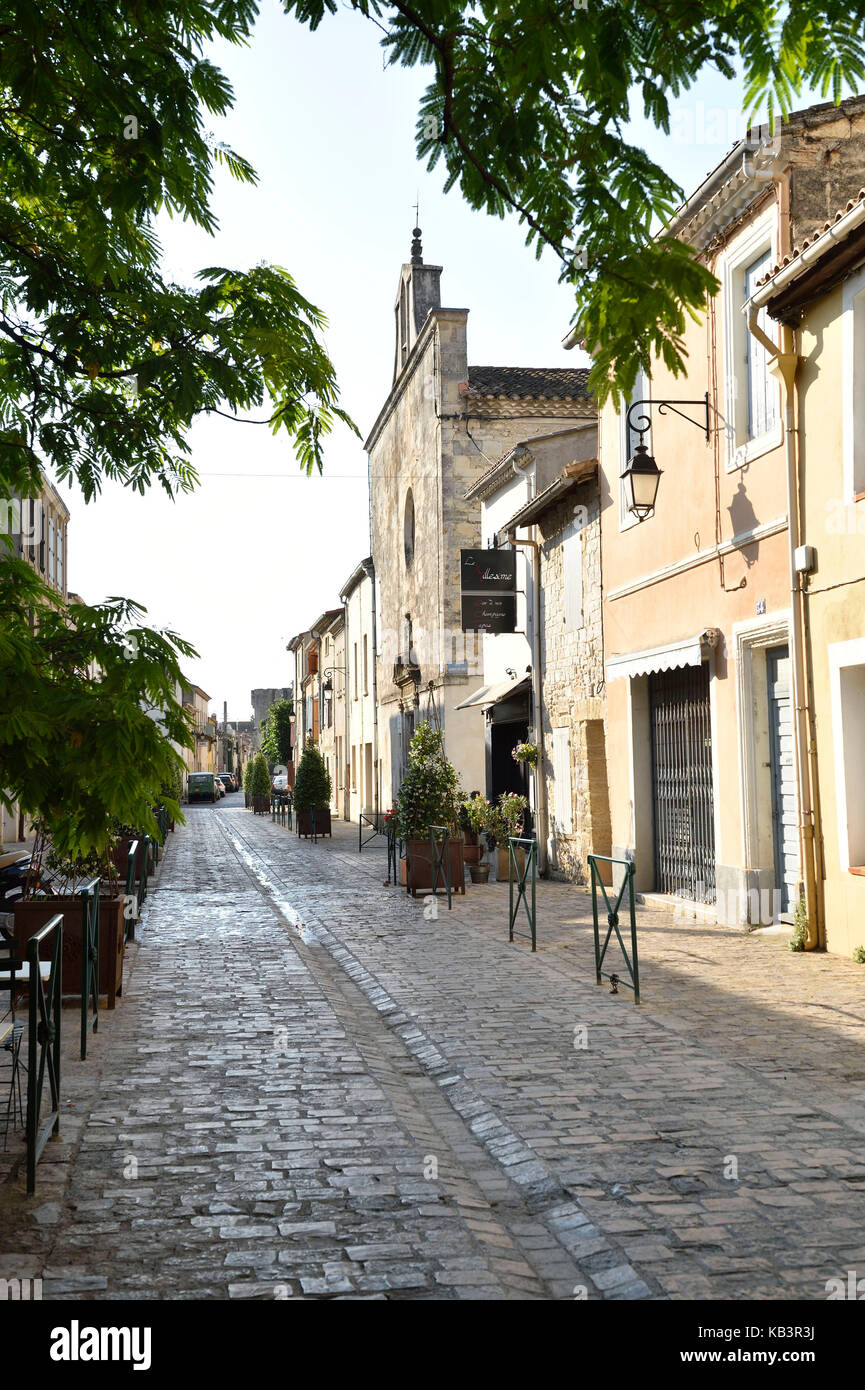 Frankreich, Gard, aigues-mortes, innerhalb der mittelalterlichen Stadt, Fußgängerzone Stockfoto