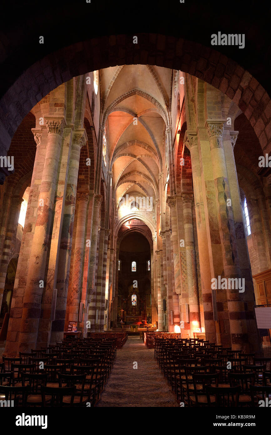 Frankreich, Haute Loire, brioude, Basilika von Saint Julien, das Kirchenschiff Stockfoto