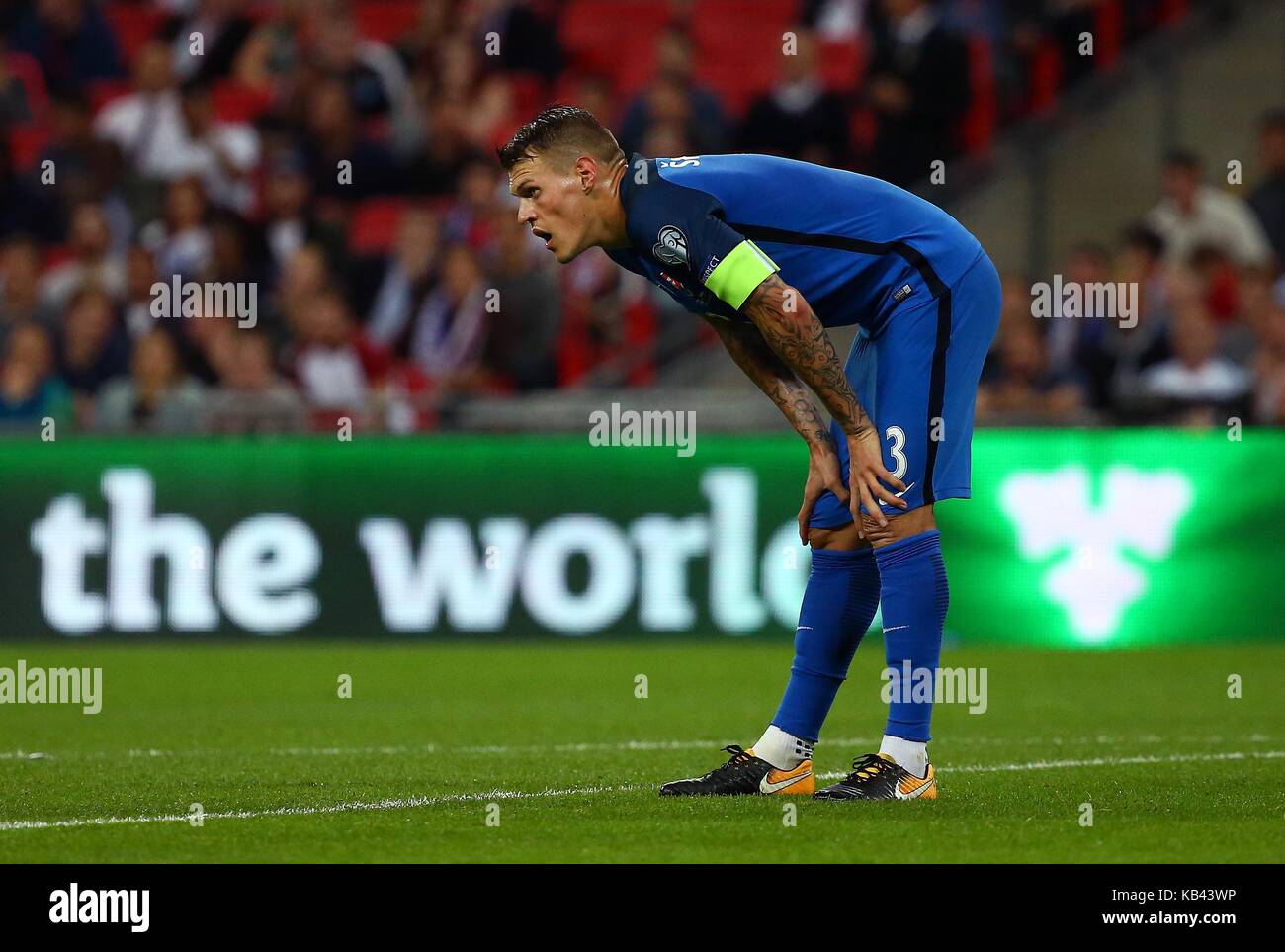 Martin Skrtel der Slowakei während der FIFA World Cup Qualifier Match zwischen England und der Slowakei im Wembley Stadion in London. 04 Sep 2017 Stockfoto