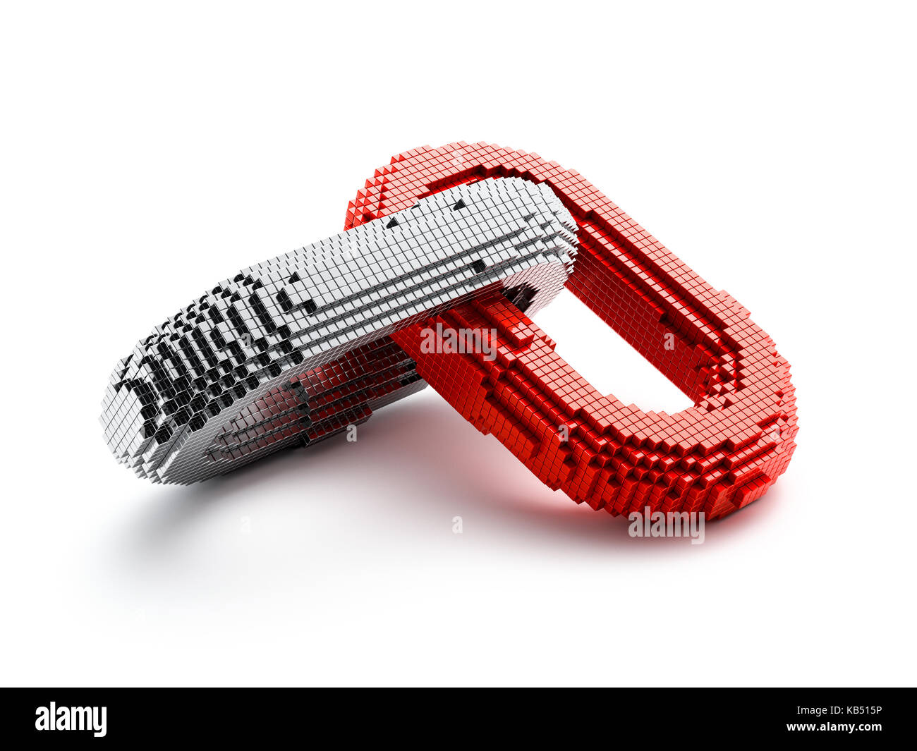 Blockchain digitalen Kette mit Bausteinen Verbindung Form. Big Box data Node base Konzept. 3D Rendering illustration Stockfoto