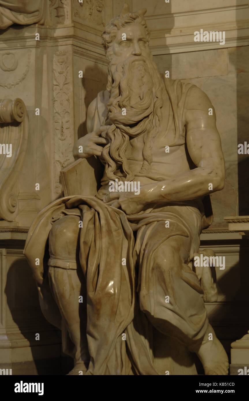 Michelangelo Buonarroti (1475-1564). Grab von Papst Julius II., 1505. Die Mose. High Renaissance. Kirche von San Pietro in Vincoli. Rom. Stockfoto