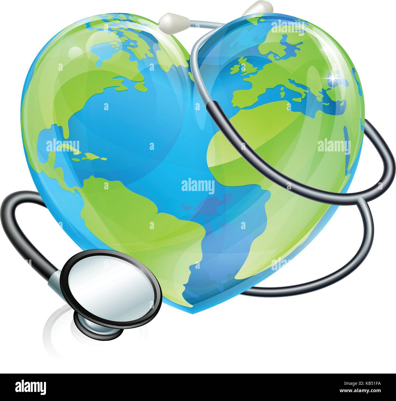 Stethoskop, das Herz der Erde Weltkugel Health Concept Stock Vektor