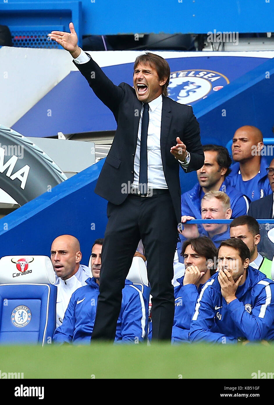 Chelsea manager Antonio Conte während der Premier League Spiel zwischen Chelsea und Arsenal an der Stamford Bridge in London. 17 Sep 2017 Stockfoto