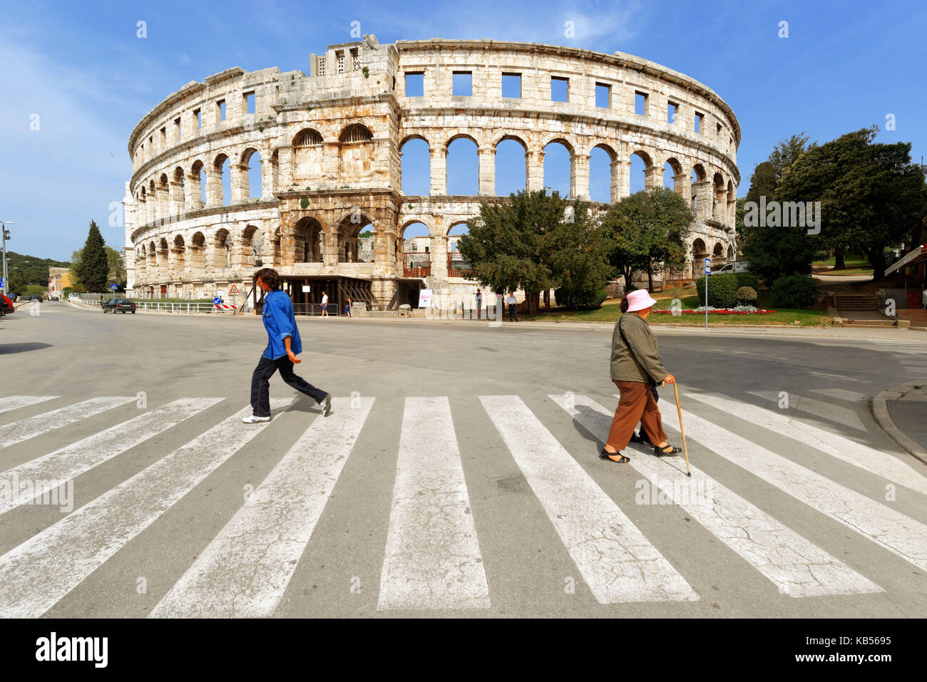 Kroatien, Dalmatien, Adriaküste, Pula, römische Amphitheater Stockfoto