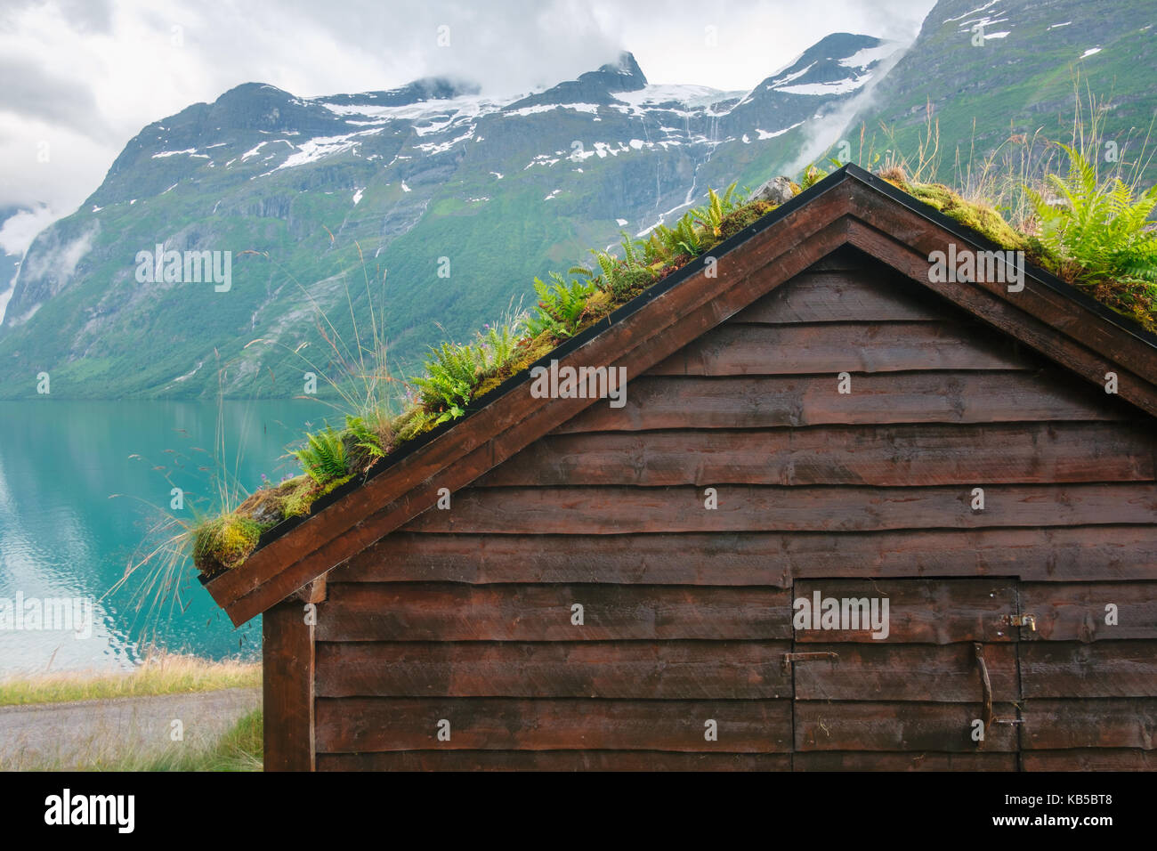 Traditionelle skandinavische alte Holzhäuser Stockfoto