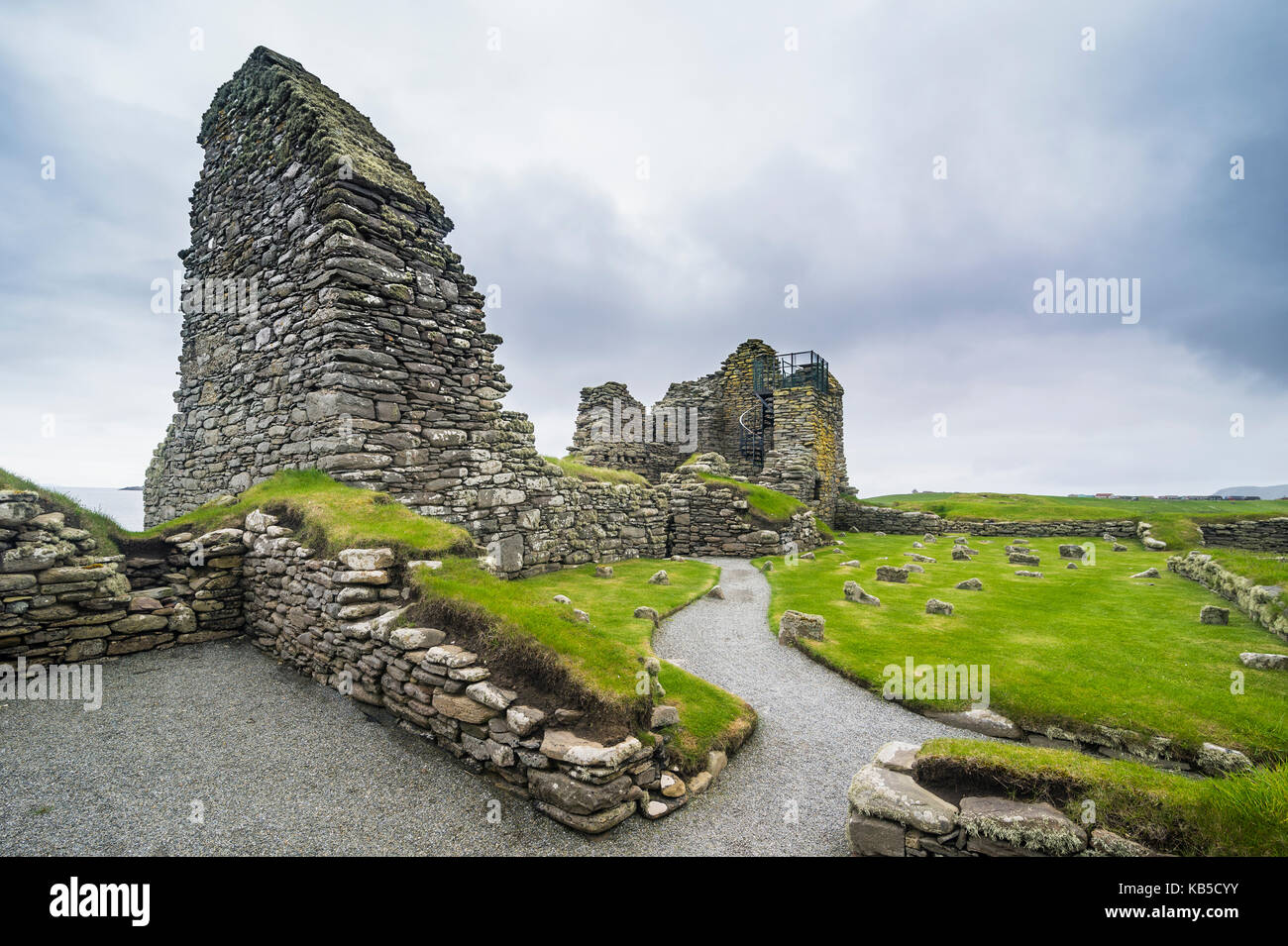 Jarlshof prähistorische Ausgrabungsstätte, Shetlandinseln, Schottland, Großbritannien, Europa Stockfoto