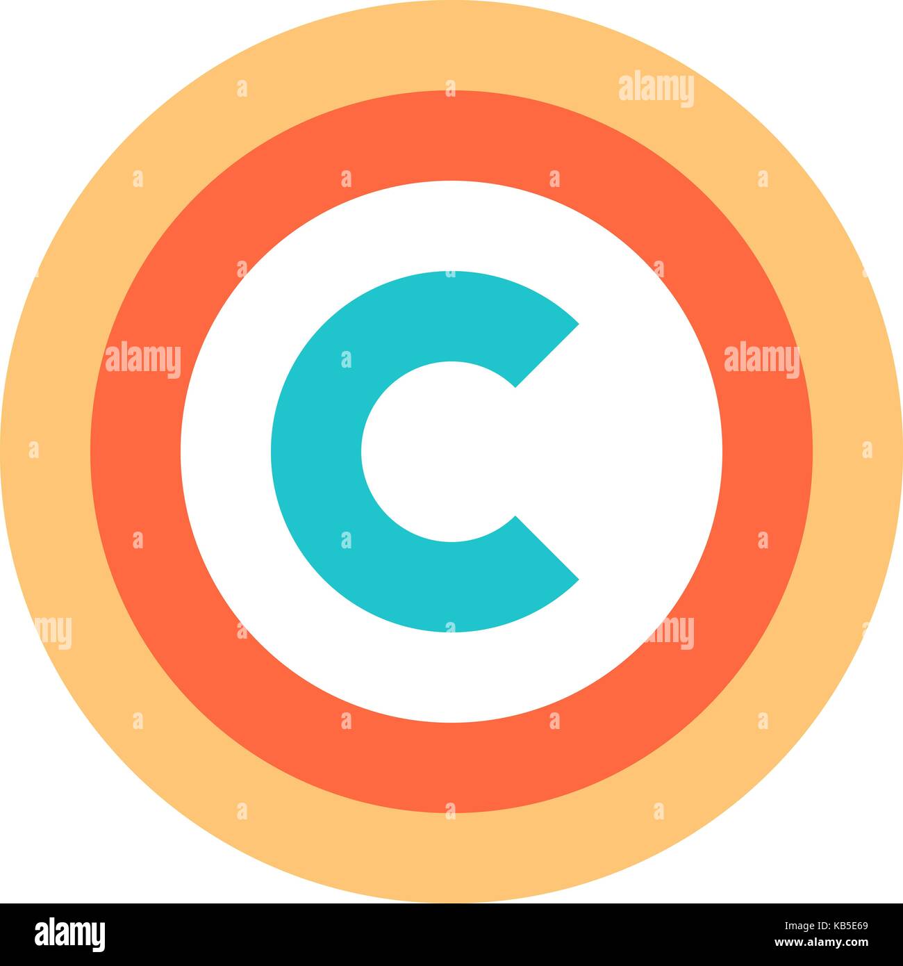 Das Copyright Symbol oder Copyright Zeichen, ein Großbuchstabe eingekreist C. Flat Style button Web Internet Symbol. Vektor illustratration Stock Vektor