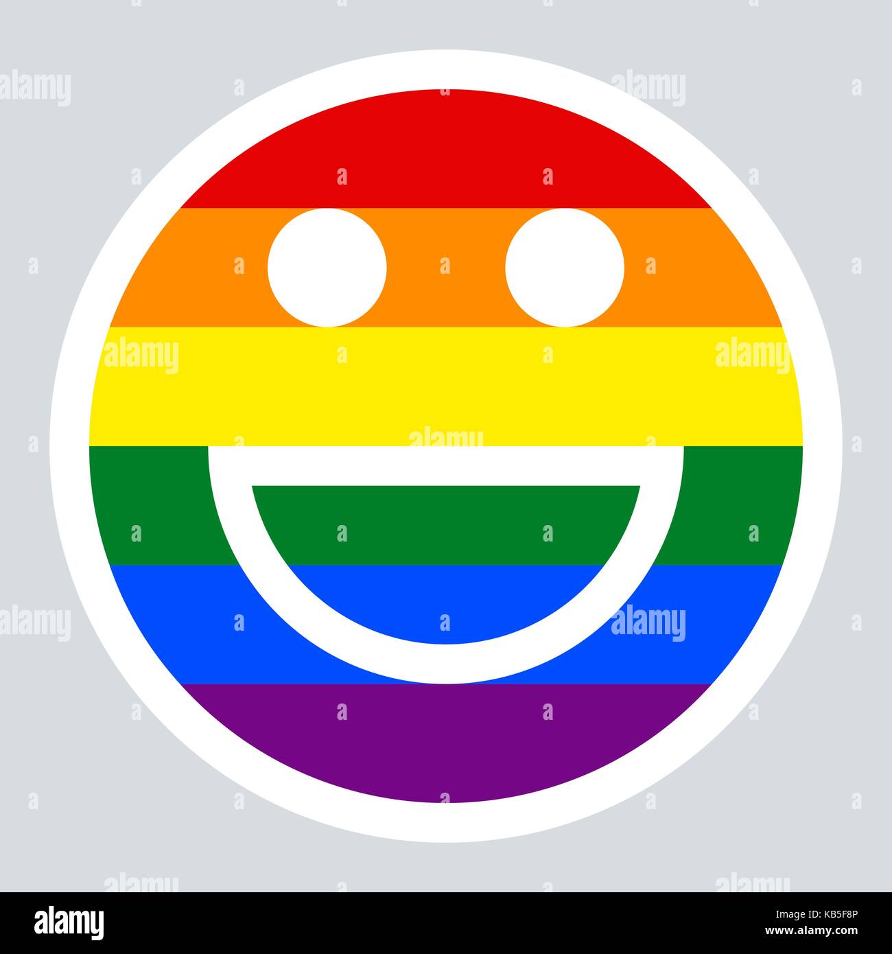 Emoticon smiley Glücklich lächelnde Gesicht in den Farben der LGBT-Bewegung Regenbogen Flagge in Vector Illustration lackiert Stock Vektor