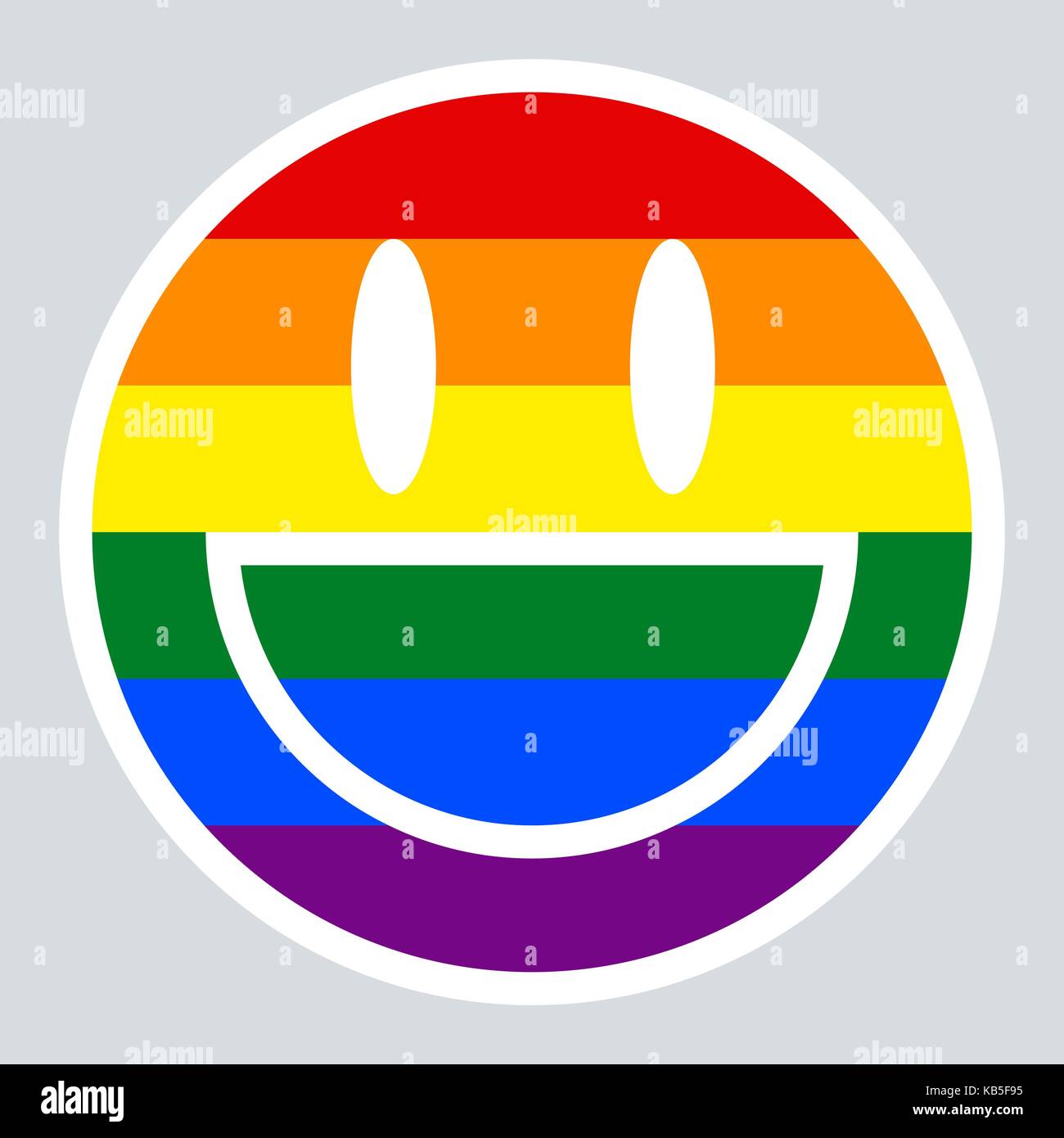 Emoticon smiley Glücklich lächelnde Gesicht in den Farben der LGBT-Bewegung Regenbogen Flagge in Vector Illustration lackiert Stock Vektor