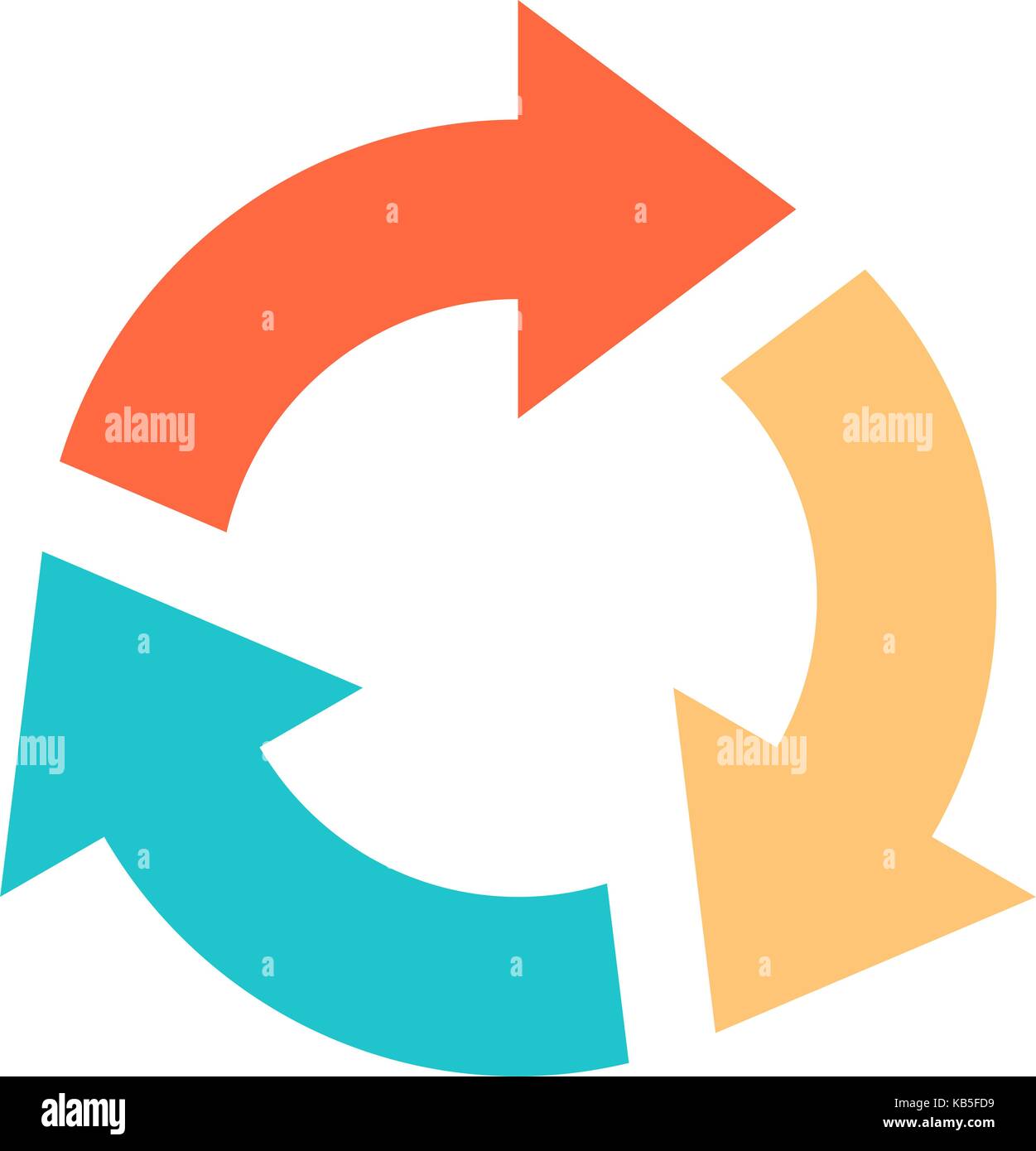 Farbige Pfeile, neu laden, aktualisieren, Rotation, Loop, Wiederholung, reset usw. Anzeichen im flachen Stil geschaffen. Vector Illustration Stock Vektor