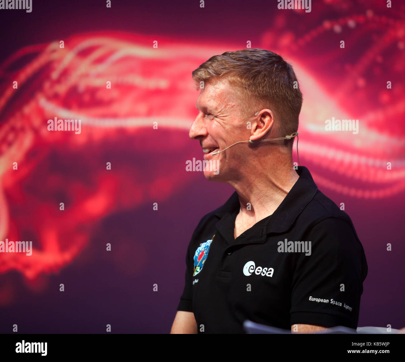Tiim Peake, Astronaut der Europäischen Weltraumorganisation, diskutierte seine Erfahrungen auf der ISS bei New Scientist Live 2017 Stockfoto