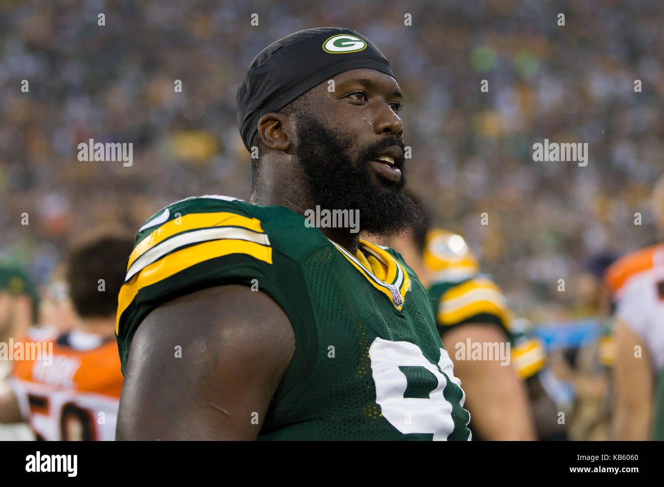 September 24, 2017: Green Bay Packers defensiver Ricky Jean Francois #99 Während der NFL Football Spiel zwischen den Cincinnati Bengals und den Green Bay Packers in Lambeau Field in Green Bay, WI. Green Bay besiegt Cincinnati in überstunden 27-24. John Fisher/CSM Stockfoto