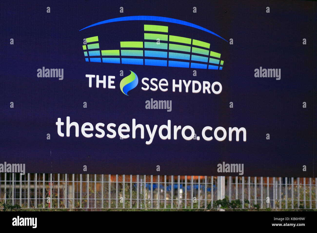 Zeichen an der SSE-Hydro, Glasgow, Schottland Stockfoto