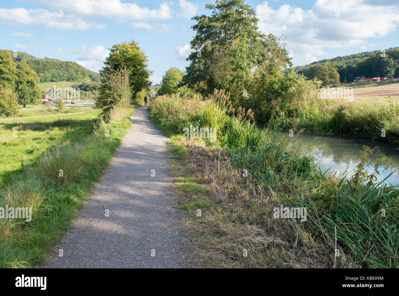 Sommer Abend Ende September neben dem Cromford Canal in The Derbyshire Peak District Stockfoto