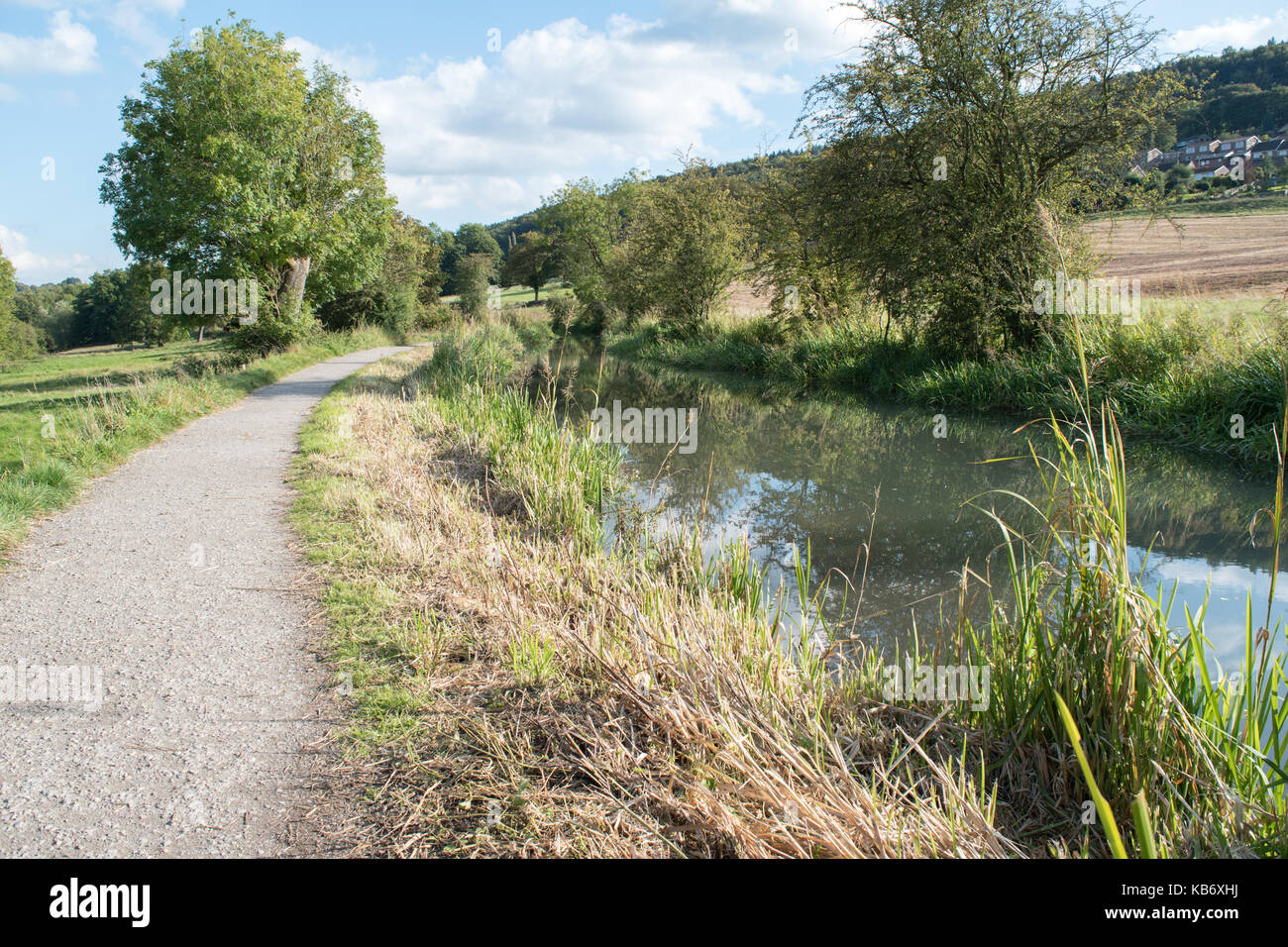Sommer Abend Ende September neben dem Cromford Canal in The Derbyshire Peak District Stockfoto