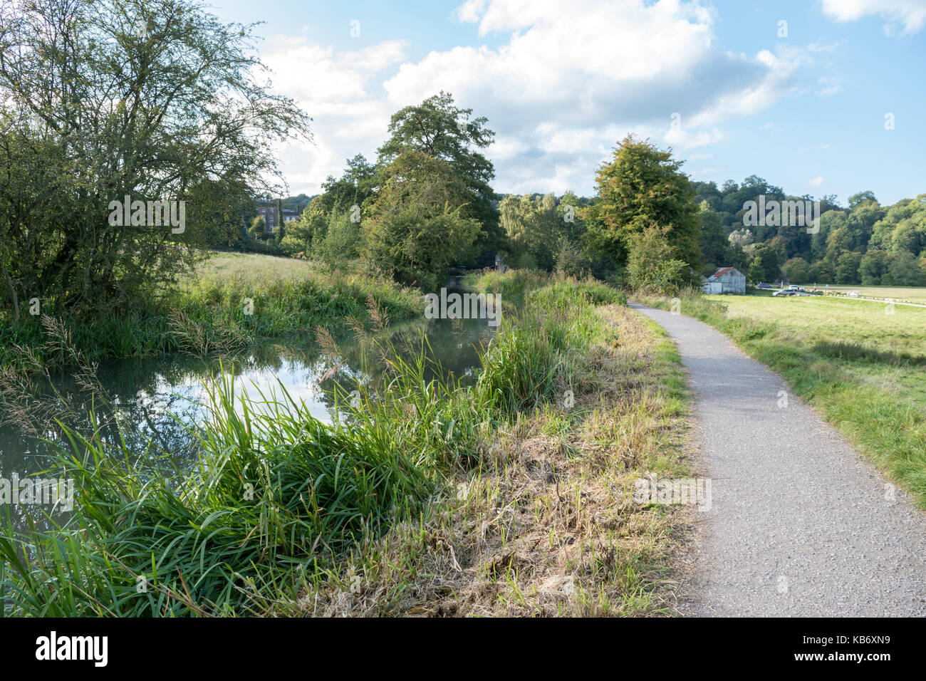 Sommer Abend Ende September neben dem Cromford Canal in The Derbyshire Peak District Stockfoto