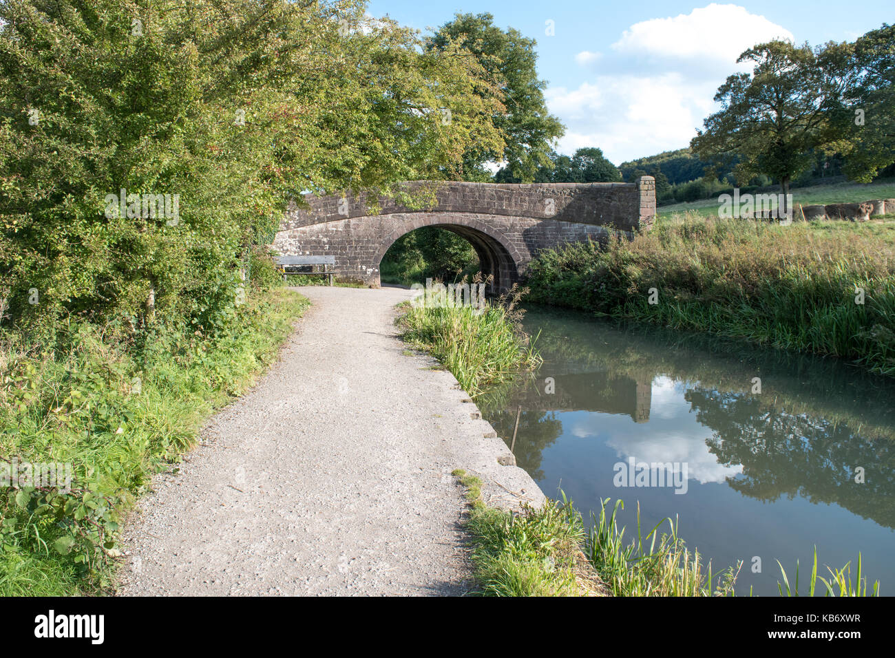 Sommer Abend Ende September neben dem Cromford Canal in The Derbyshire Peak District Stockfoto