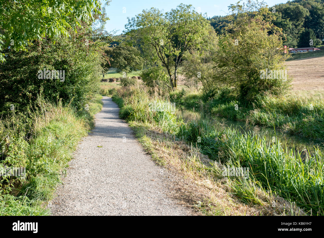 Sommer Abend Ende September neben dem Cromford Canal in The Derbyshire Peak District Stockfoto
