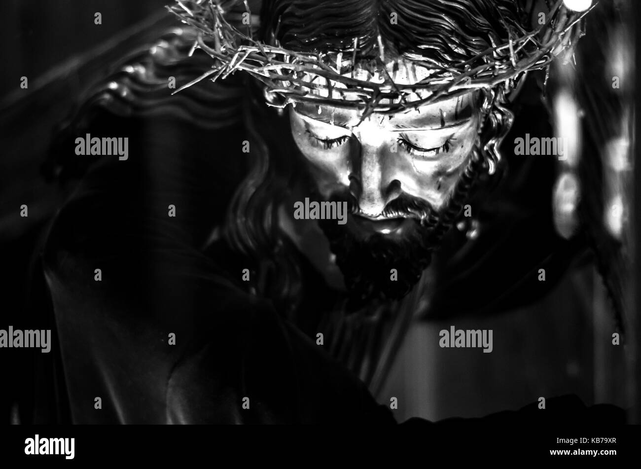 Schwarze und weiße Portrait von Jesus Christus Stockfoto