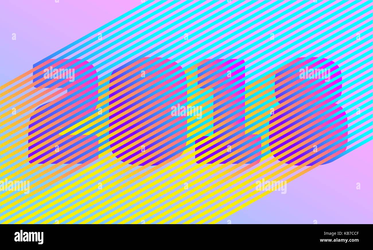 Helle Streifen 2018 Neues Jahr Anzahl. Disco retro trendige Design. Parallel neon Color Line. Gradient Lebendige Schatten illusion Vector Illustration Stock Vektor