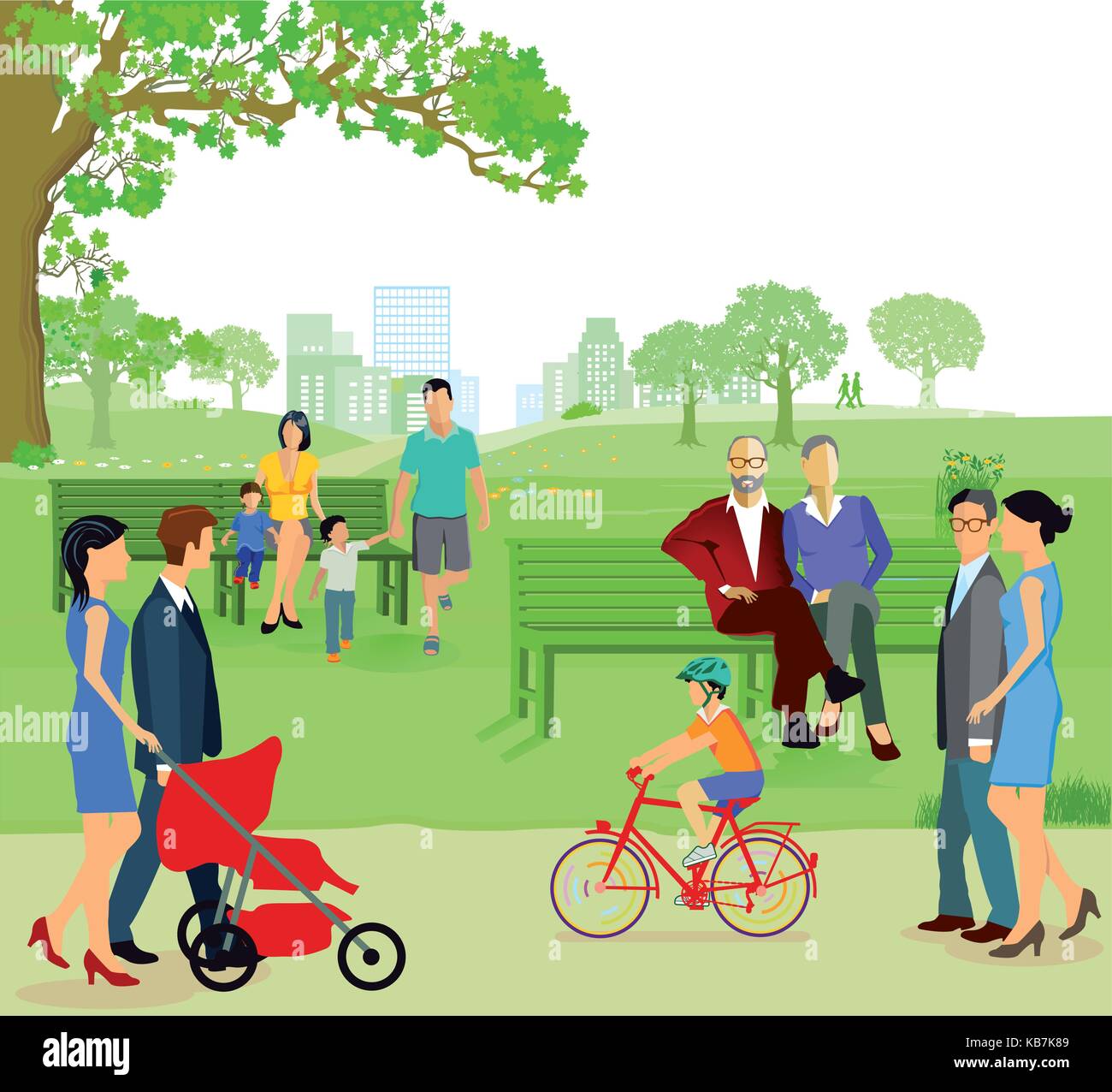 Gruppen von Familien und Mitglied im Park Stock Vektor