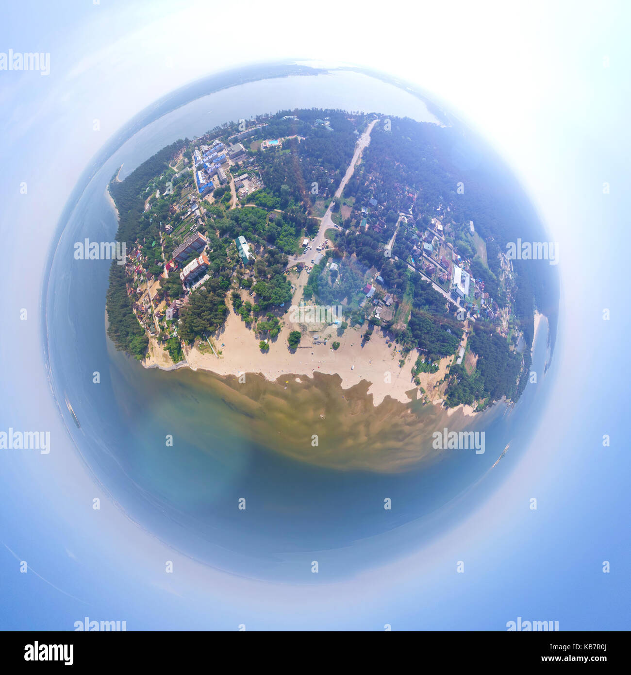 Antenne Blick auf die Stadt aus der Luft - Little planet Modus Stockfoto