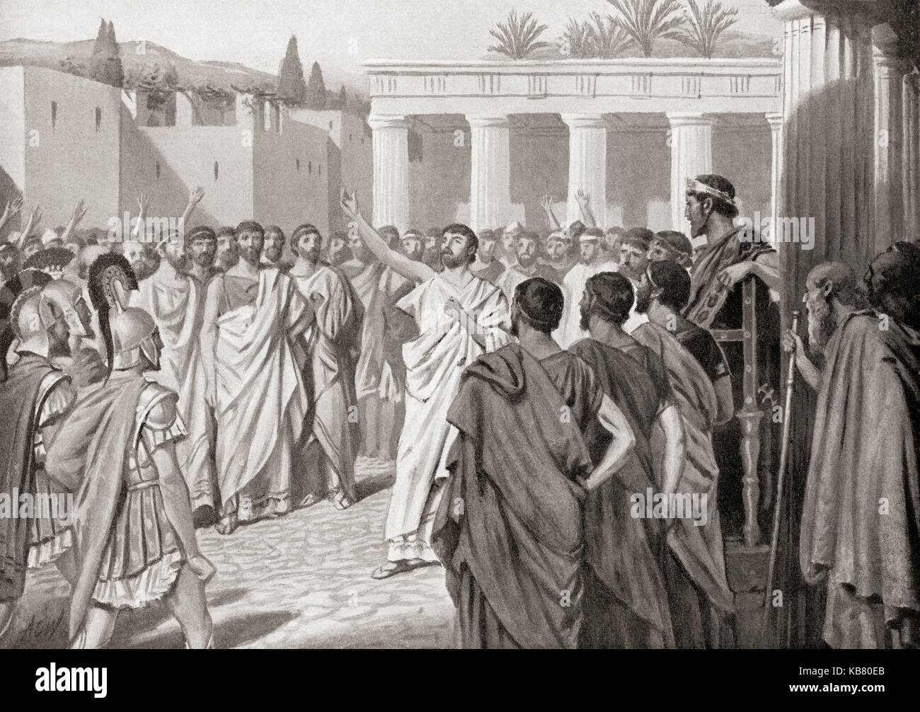 Kongress der Peloponnesischen Staaten bei Sparta in 432 BC. Von Hutchinson's Geschichte der Nationen, veröffentlicht 1915. Stockfoto