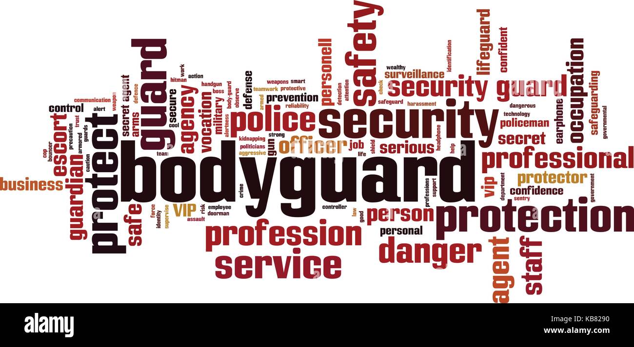 Bodyguard Wort cloud Konzept. Vector Illustration Stock Vektor