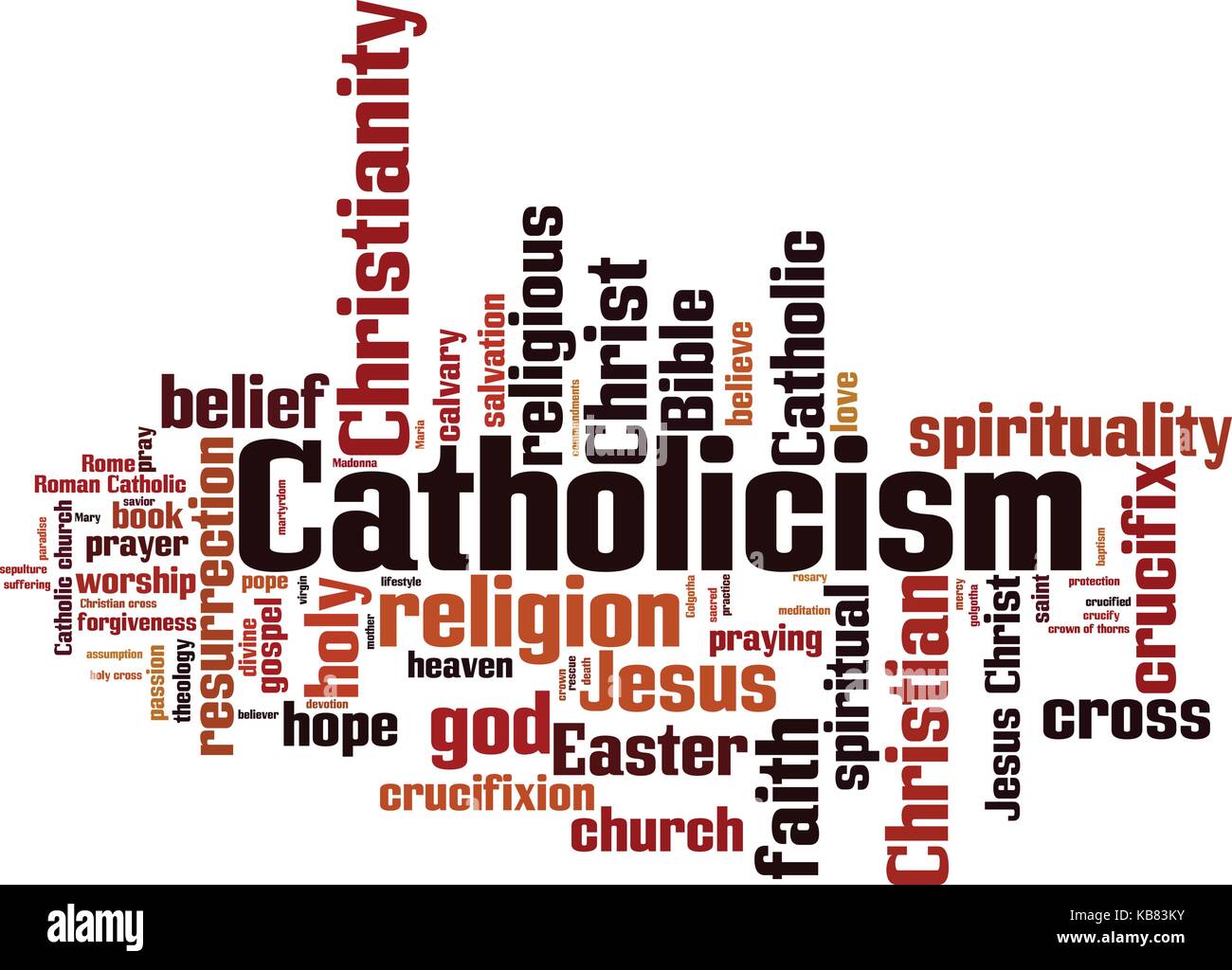 Katholizismus Wort cloud Konzept. Vector Illustration Stock Vektor
