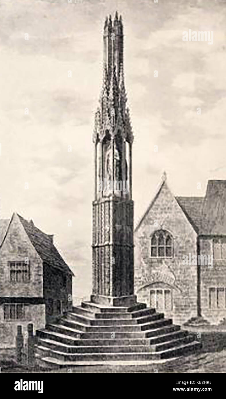 1791 Der Eleanor Kreuz bei Geddinton (zwischen Kettering Northants & Corby, Großbritannien Stockfoto