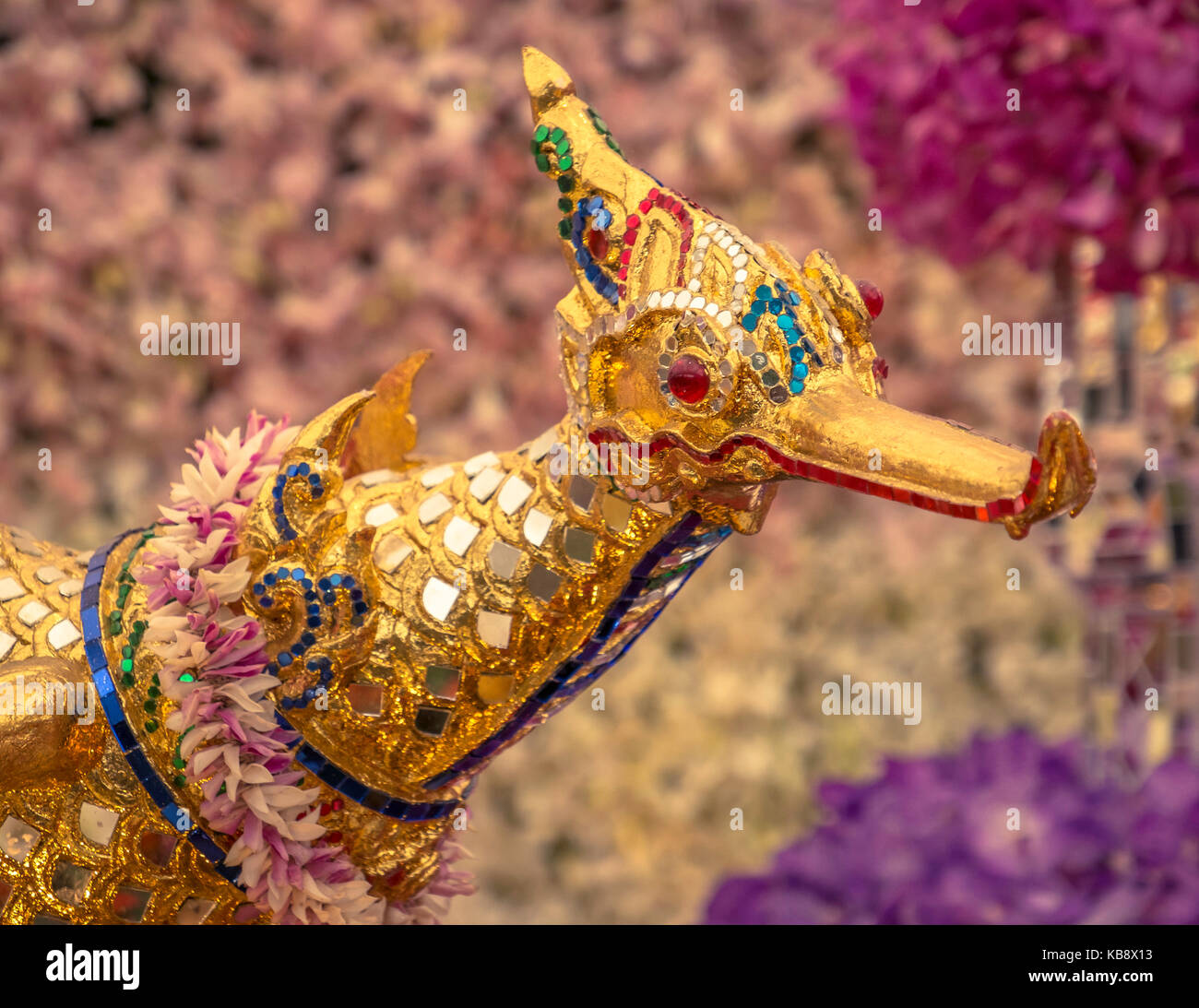 Die thailand Buddhismus Anzeige an den großen Pavillon, Chelsea Flower Show, London, UK. Stockfoto