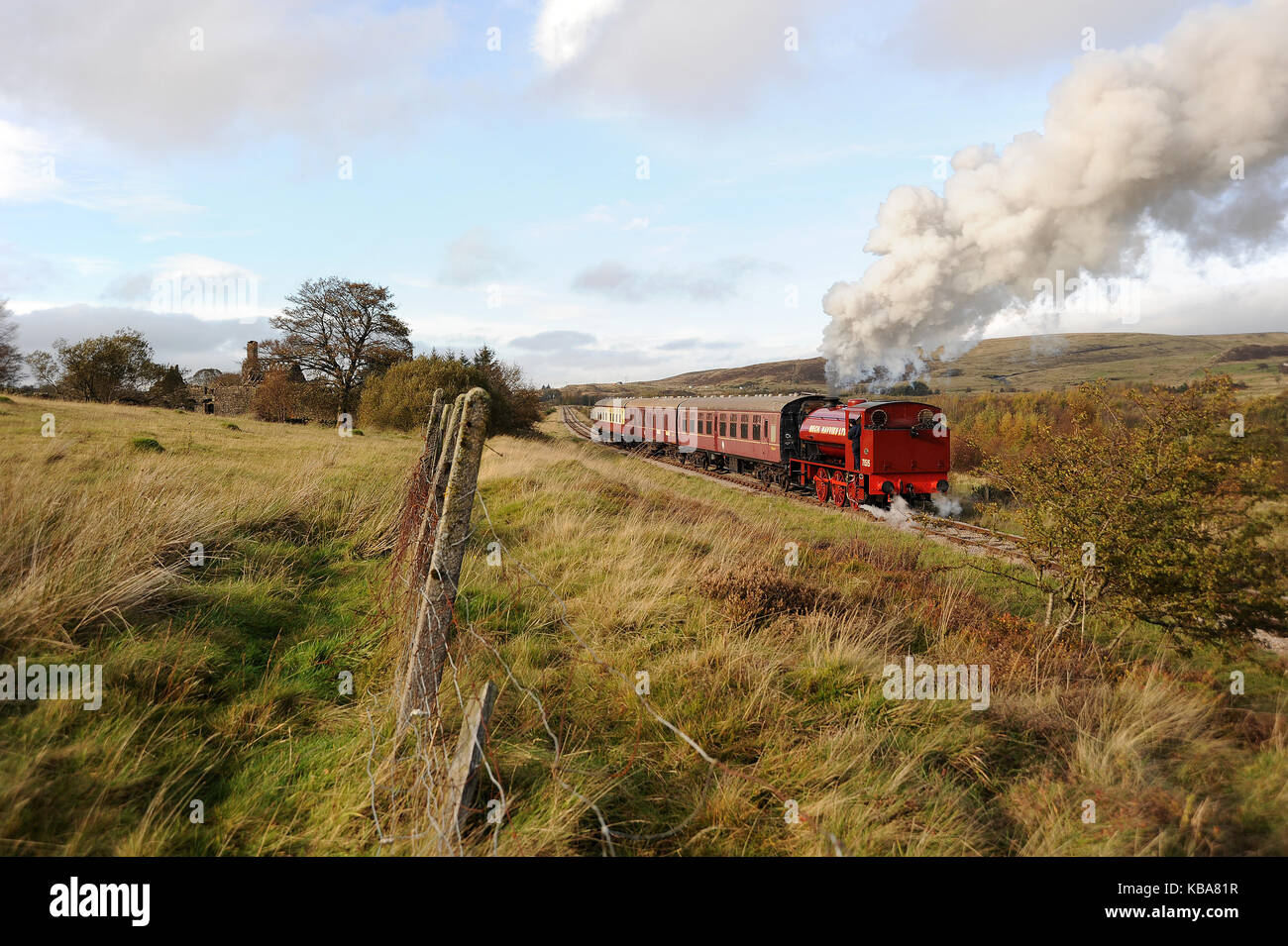 71515 treibt ein "Ghost Train" Weg vom Ofen Abstellgleise. Pontypool und Blaenavon Railway. Stockfoto