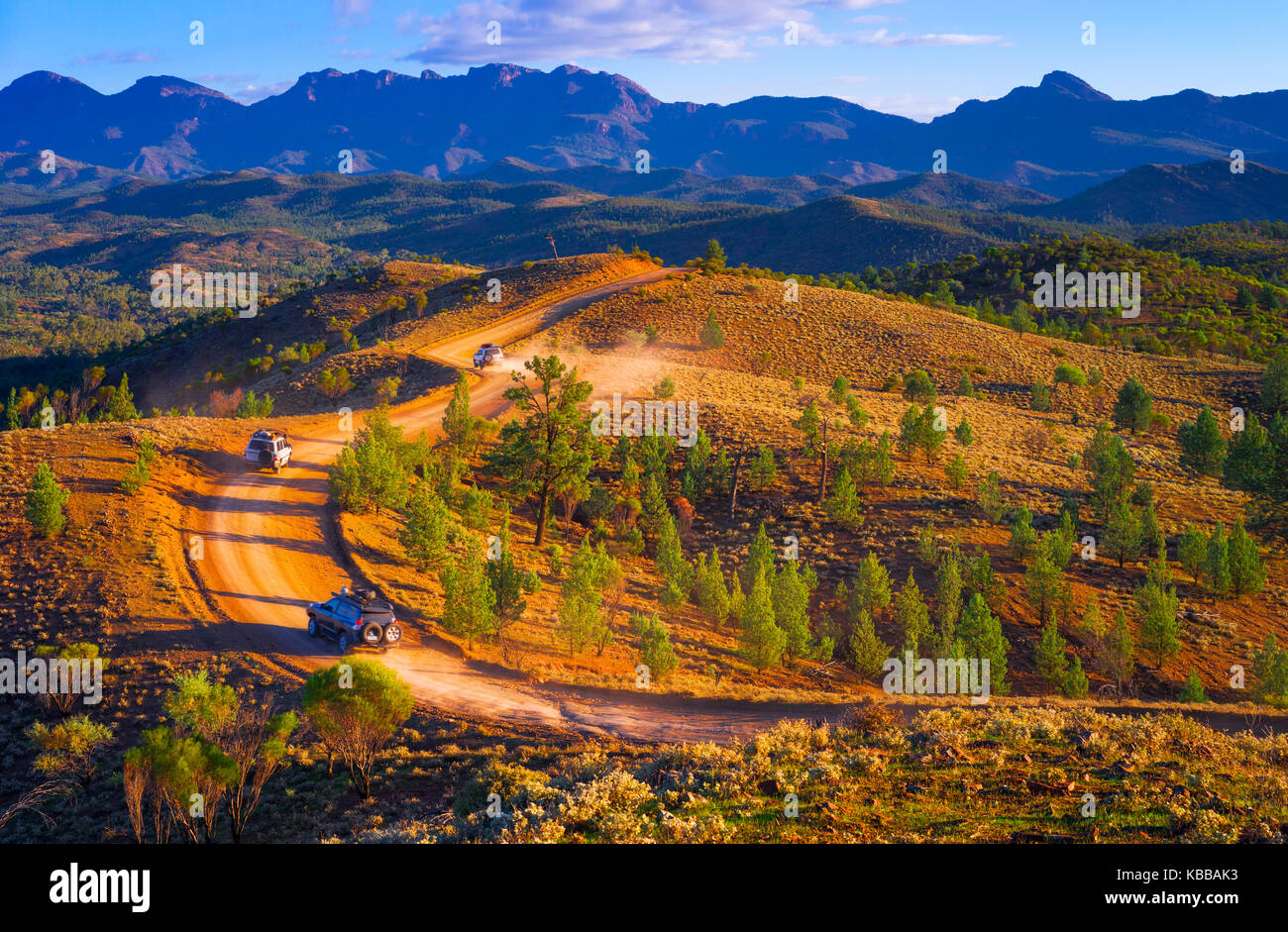 4WD's in die Flinders Ranges Stockfoto