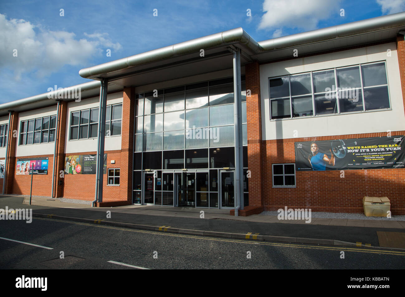 Leigh Freizeitanlage Fitness Club und Fitnessstudio Leigh Sports Village, Leigh, England, Großbritannien Stockfoto