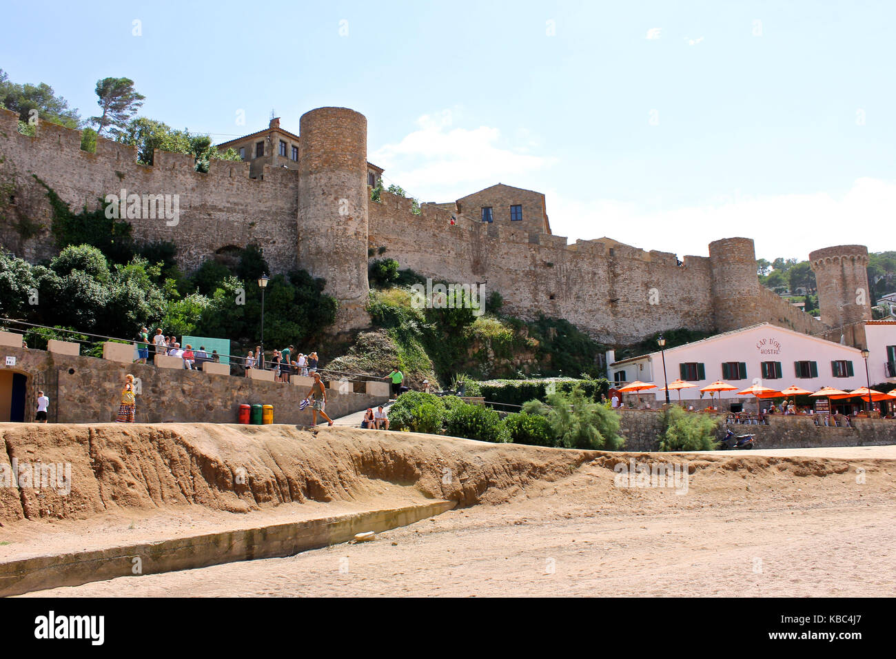 Blick auf die Vila Vella, eine Festung in Tossa de Mar, Katalonien, Spanien Stockfoto