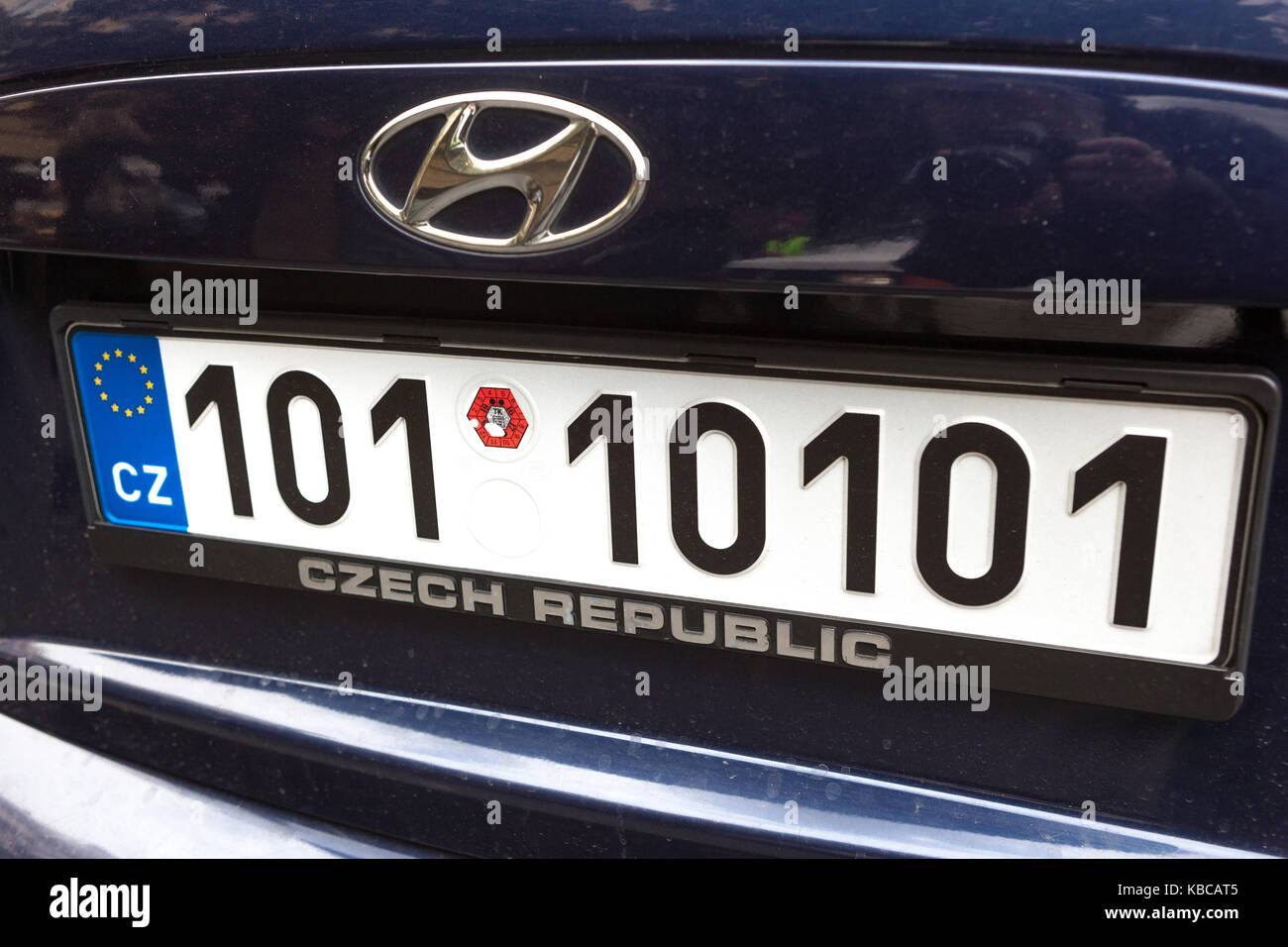 Ungewöhnlich Kfz-Kennzeichen Auto, in der Tschechischen Republik erklärt Stockfoto