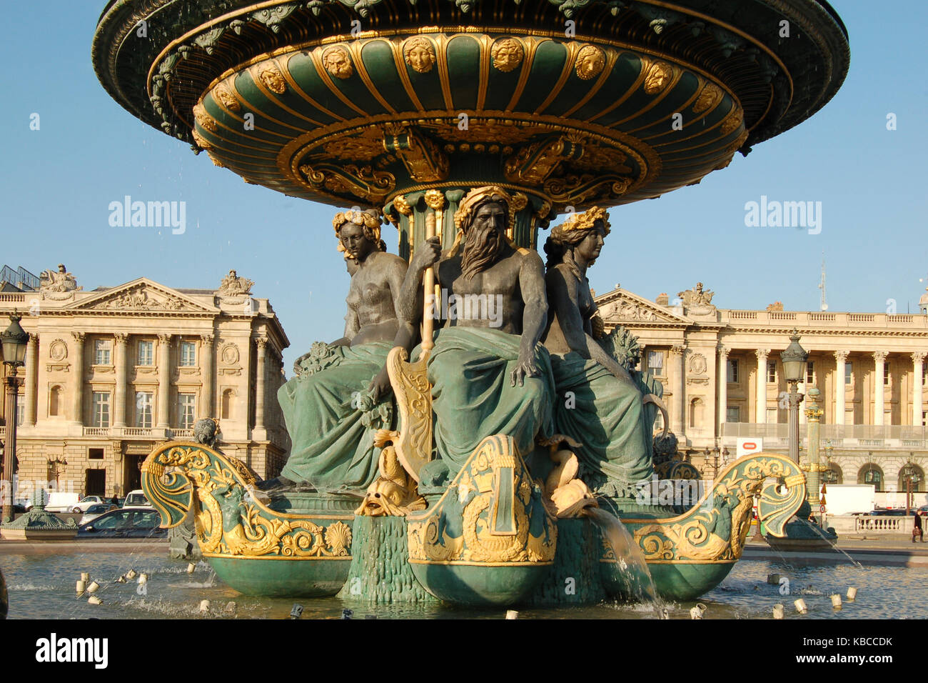 Flüsse Brunnen in Place de la Concorde Paris Stockfoto