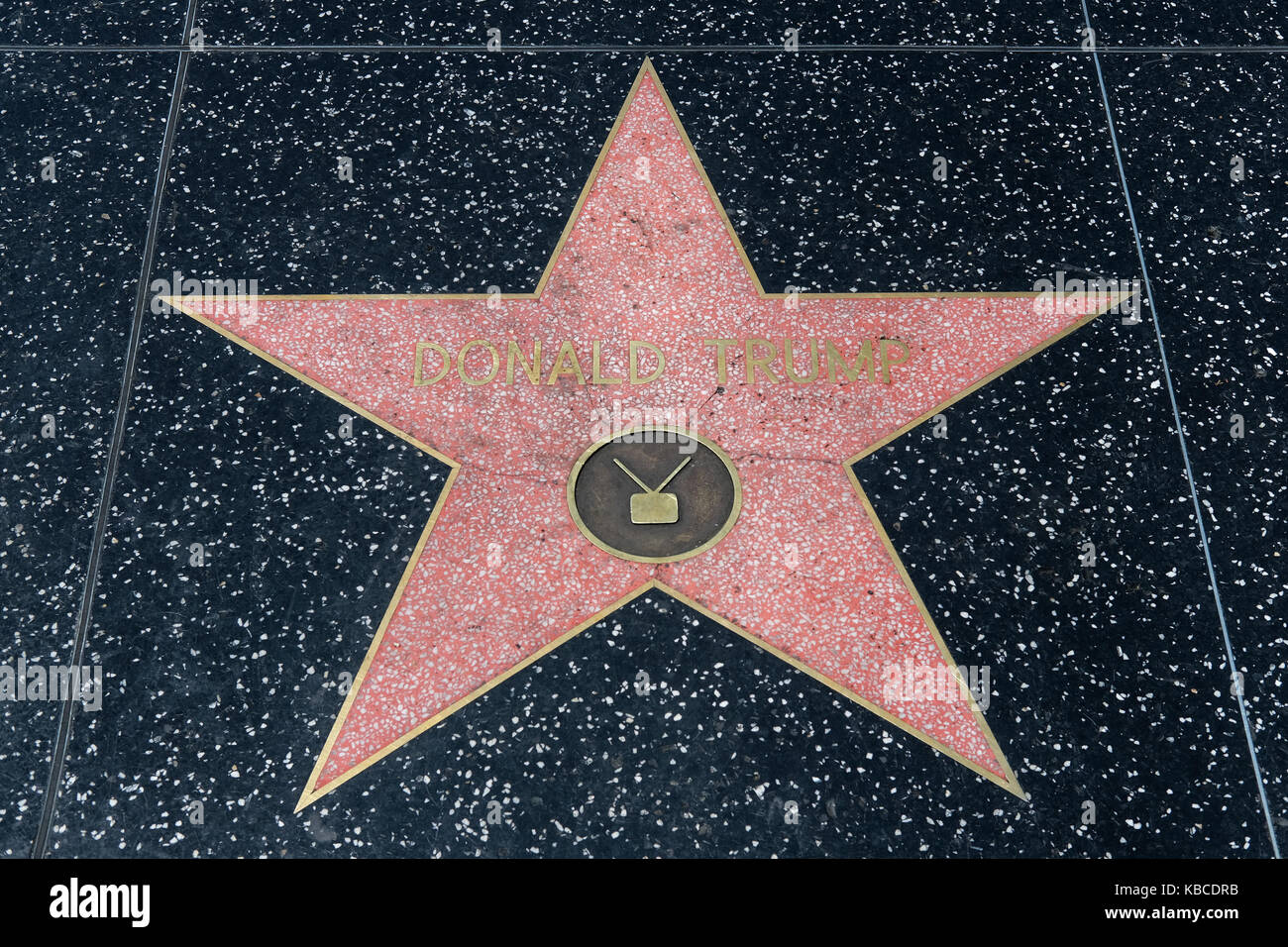 DonaldTrump's Stern auf dem Walk of Fame auf dem Hollywood Boulevard in Hollywood, Los Angeles, United States. Stockfoto