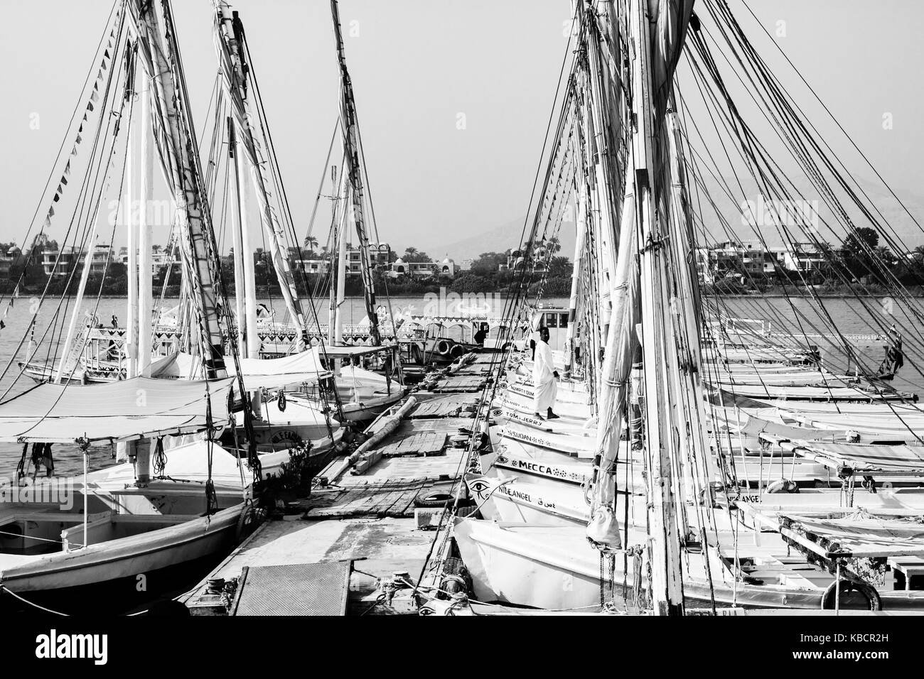 Schönen Hafen mit Booten in Luxor, Ägypten Stockfoto