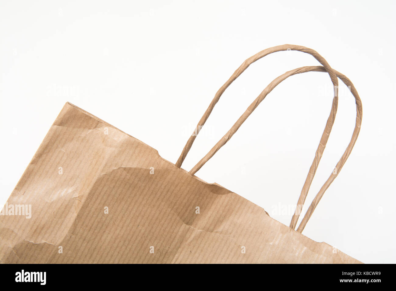 Braune Papiertüte, Recyclingpapier Stockfoto