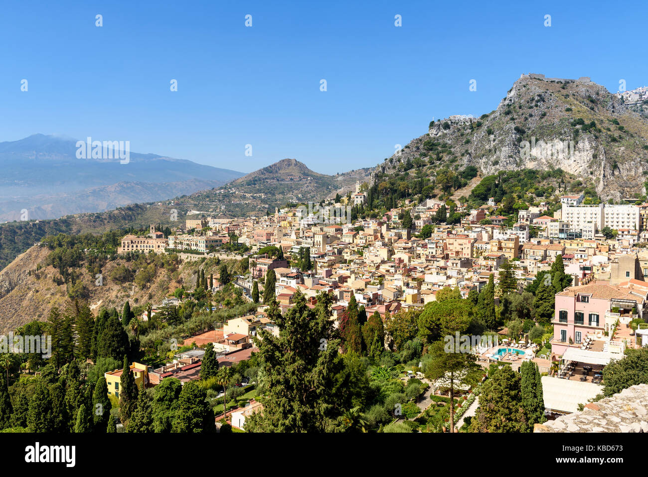 Blick auf Taormina, Sizilien, Italien Stockfoto