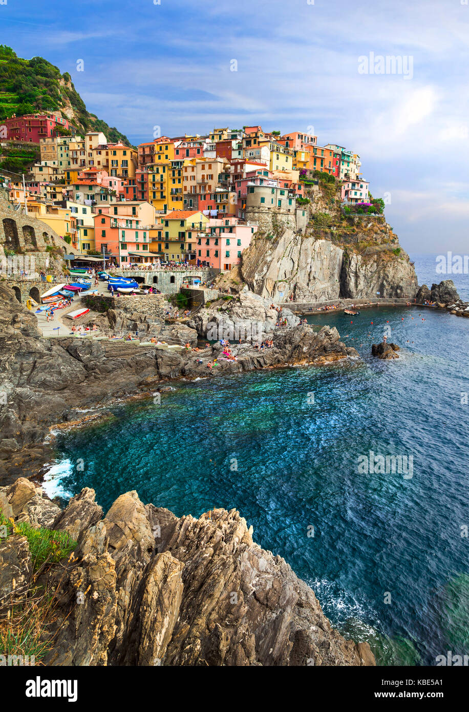 Schönsten italienischen Dörfern - monarola in Cinque Terre, lliguria Stockfoto