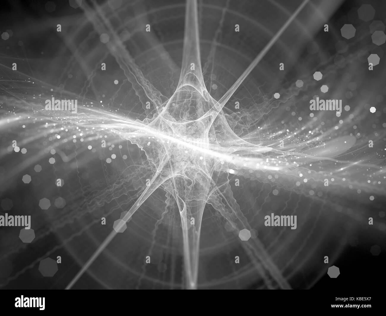 Gamma ray Burst im Raum schwarze und weiße Textur, Gravitationswellen Quelle im Raum, Computer abstrakten Hintergrund erzeugt, 3D-Rendering Stockfoto