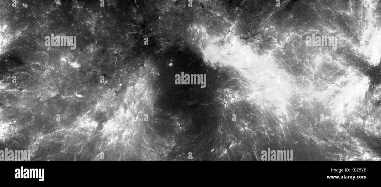 Leuchtende Nebel im Raum, schwarze und weiße Textur, Computer abstrakten Hintergrund erzeugt, 3D-Rendering Stockfoto