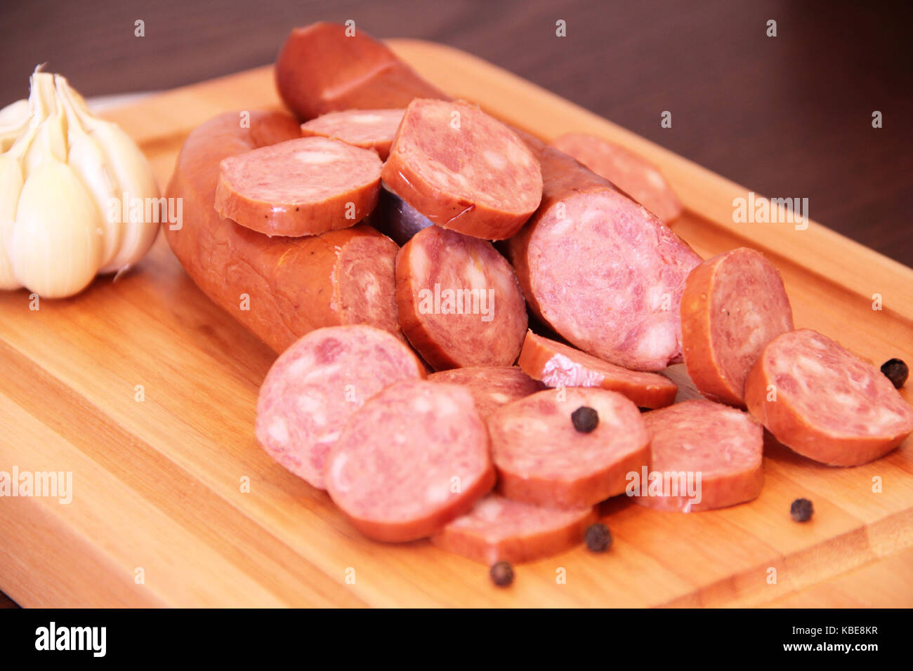 Wurst, Salami, Knoblauch, São Paulo, Brasilien. Stockfoto