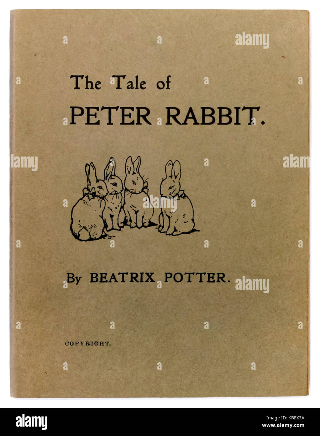 "Die Geschichte von Peter Hase" von Beatrix Potter (1866-1943). Foto von der vorderen Abdeckung der 250 Kopien privat Drucken vom Autor im Dezember 1901 vor dem Verlag F. Warne & Co. vereinbart, die Titel im Handel im Jahr 1902 zu veröffentlichen. Weitere Informationen finden Sie unten. Stockfoto