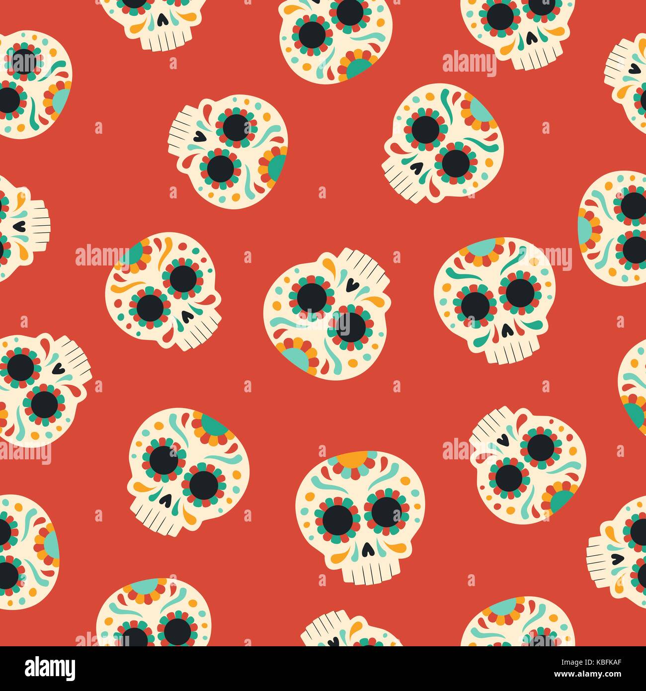 Tag der Toten nahtlose Muster mit traditionellen Hand gezeichnet mexikanischen Zucker totenkopf dekoration. EPS 10 Vektor. Stock Vektor