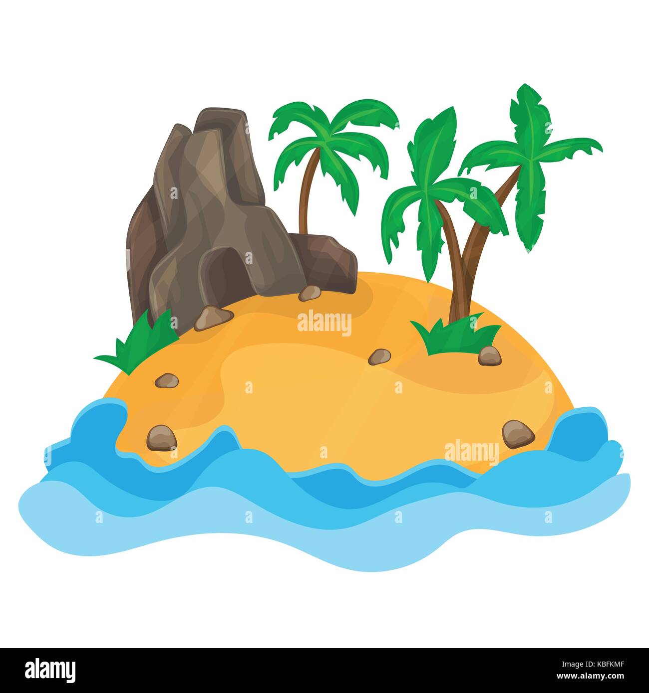 Cartoon Illustration der kleinen tropischen Insel Stock Vektor
