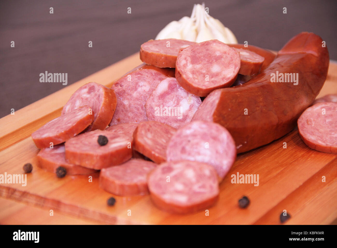 Wurst, Salami, Knoblauch, São Paulo, Brasilien. Stockfoto